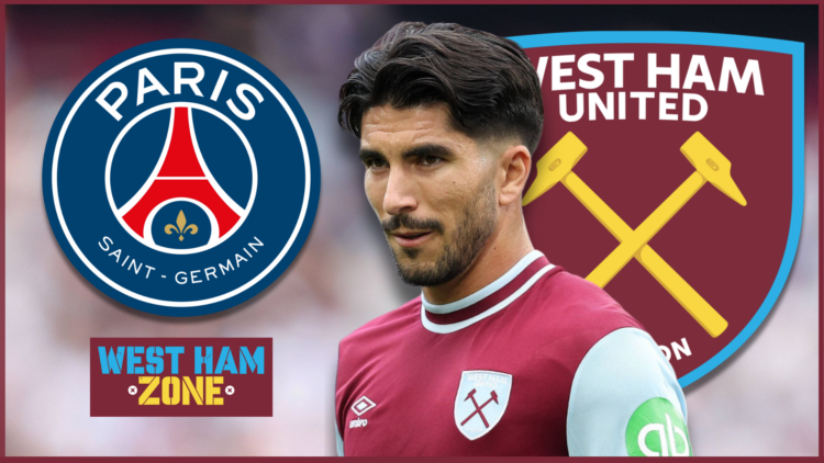 West Ham badge, PSG badge, Carlos Soler