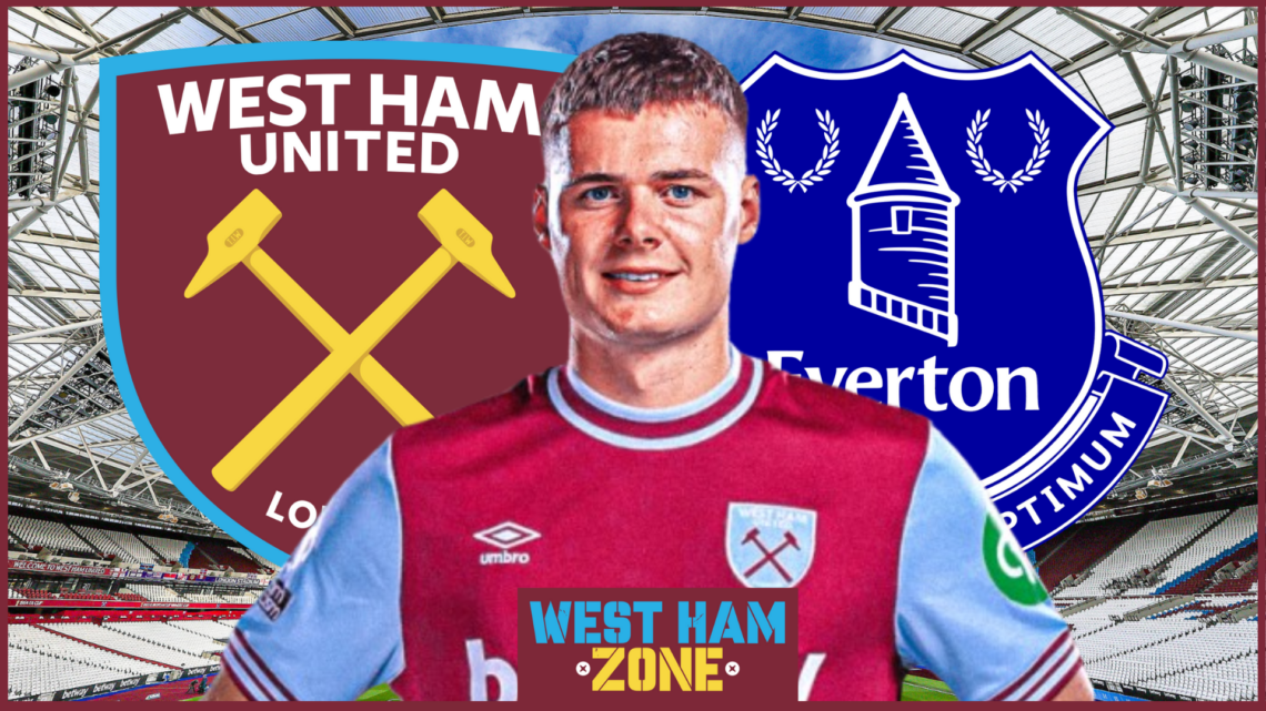 Evan Ferguson, West Ham United badge, Everton badge