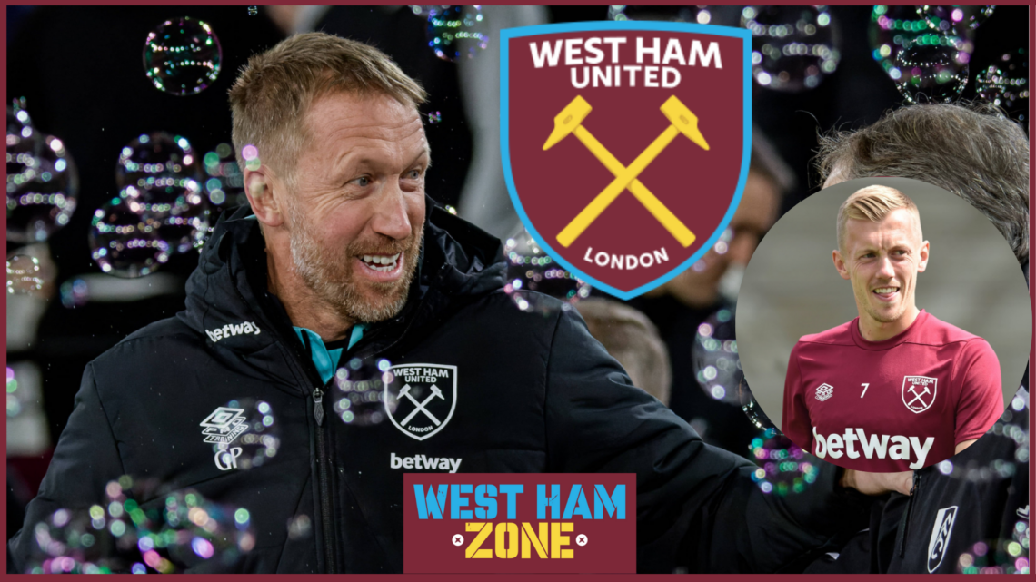 Picture of West Ham manager Graham Potter and James Ward-Prowse.