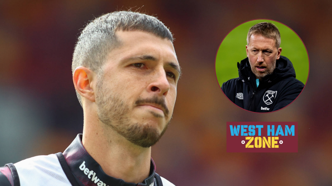 West Ham midfielder Guido Rodriguez and Graham Potter