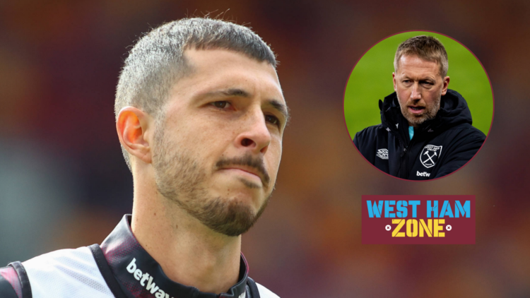 West Ham midfielder Guido Rodriguez and Graham Potter