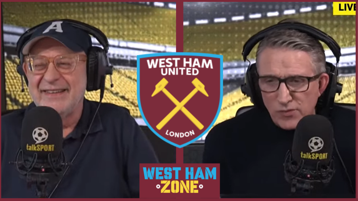 Picture of West Ham badge with Paul Hawksbee and Andy Jacobs.