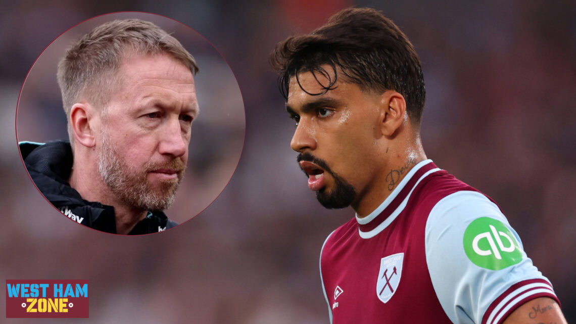 West Ham manager Graham Potter and Lucas Paqueta