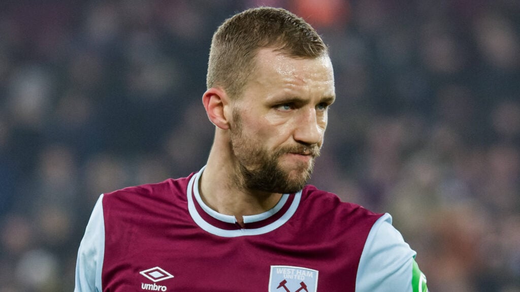 Tomas Soucek has a solemn look on his face for West Ham.