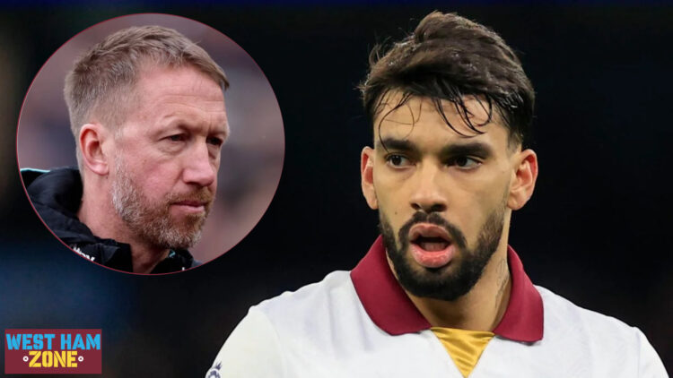 West Ham United midfielder Lucas Paqueta and Graham Potter