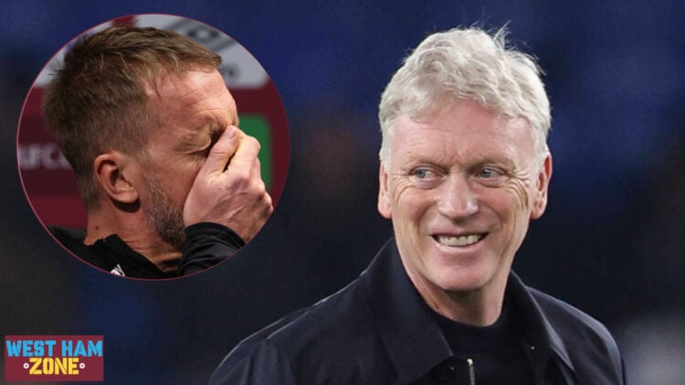 West Ham united manager Graham Potter and Everton manager David Moyes