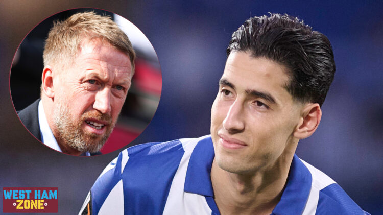 West Ham United manager Graham Potter and Nayef Aguerd