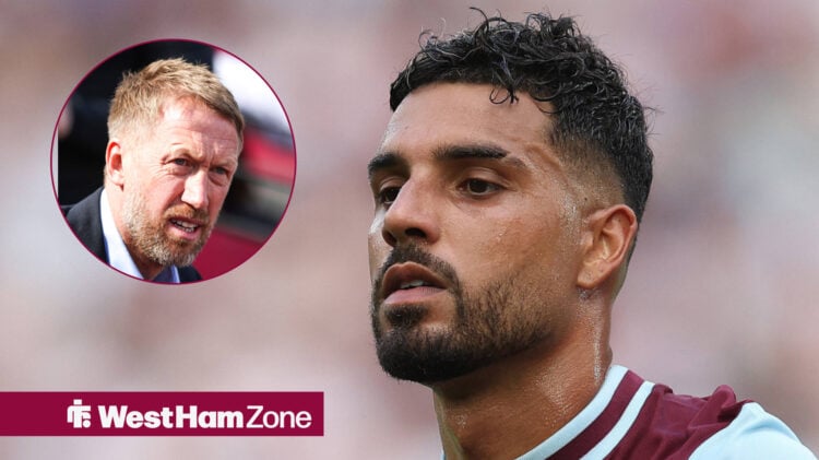 An image of Emerson Palmieri with Graham Potter in a circular inset
