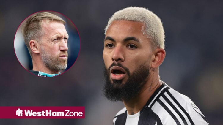 West Ham manager Graham Potter and Juventus midfielder Douglas Luiz