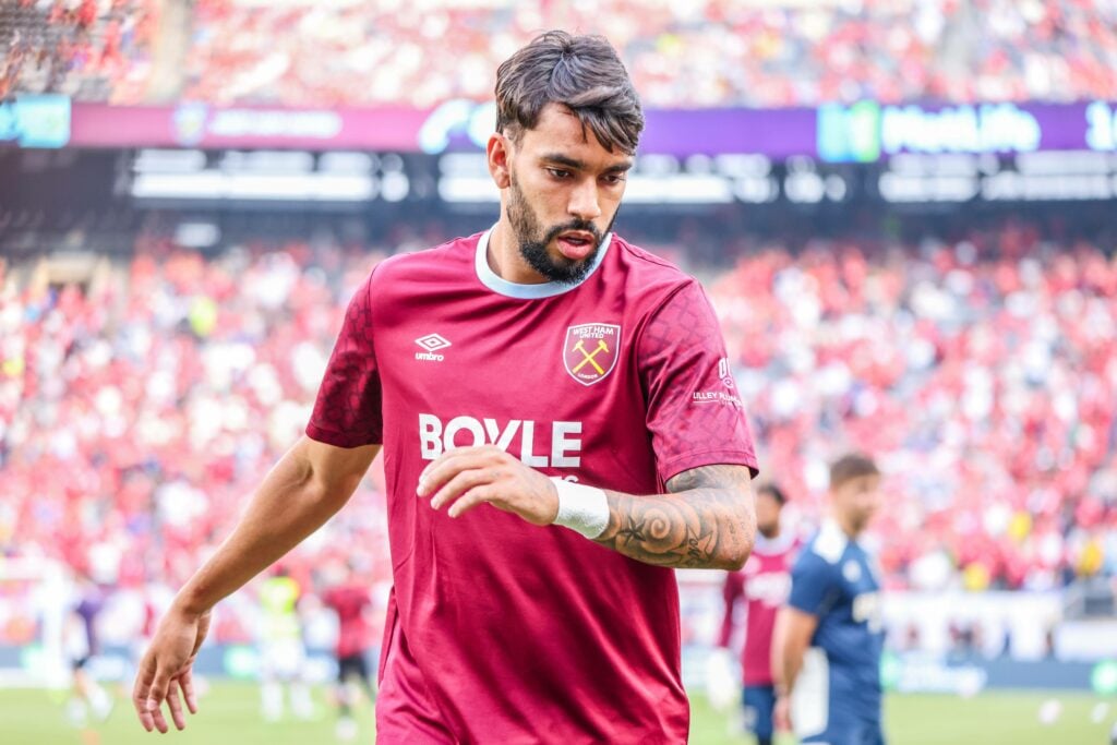 Lucas Paqueta pre-match before West Ham's pre-season match against Manchester United