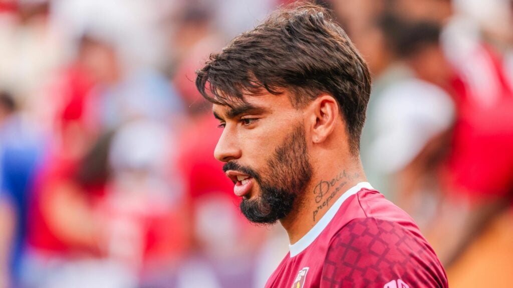 Lucas Paqueta warms up ahead of a West Ham match