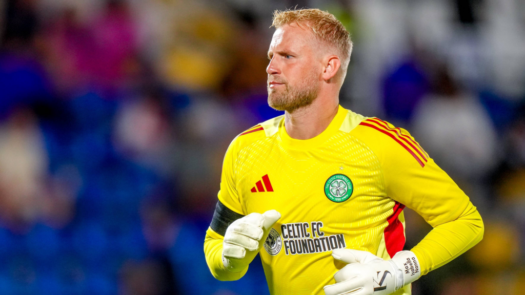 Goalkeeper Kasper Schmeichel in action for Celtic.