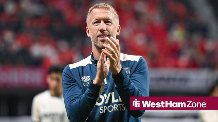 Graham Potter smiles and clasps at West Ham