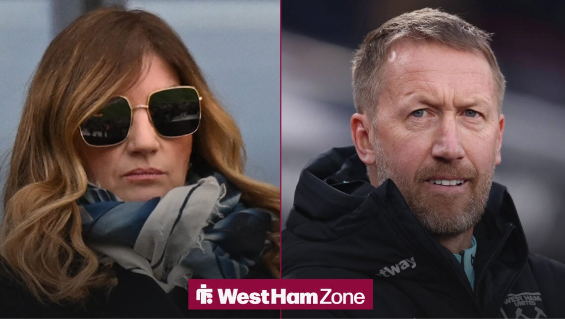 Karen Brady and Graham Potter both look on