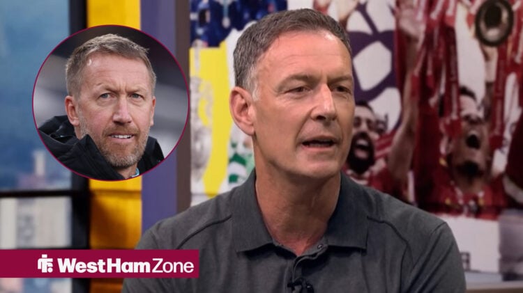 Chris Sutton in Football Focus studio with Graham Potter looking pensive in circular inset
