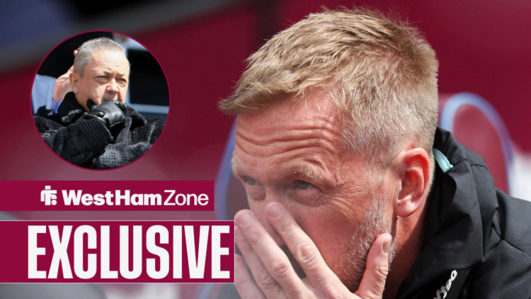 Graham Potter with head in hands, David Sullivan in insert.