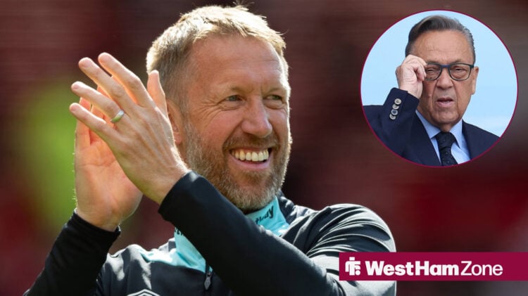 West Ham manager Graham Potter applauds owner David Sullivan.
