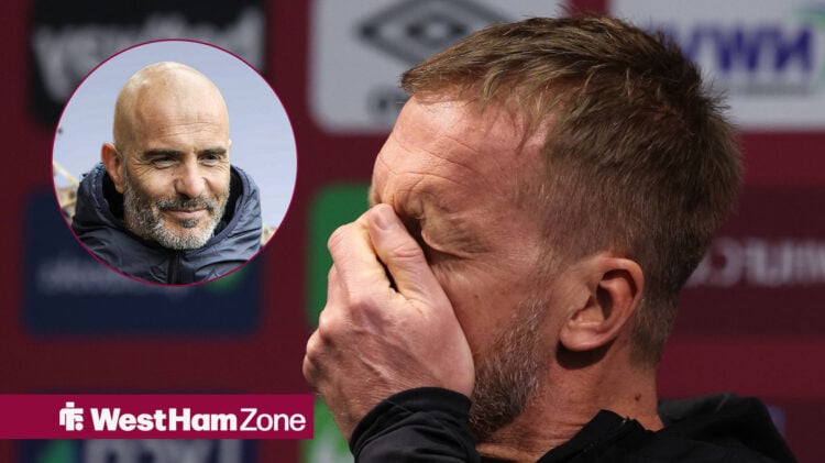 Enzo Maresca smirks at Graham Potter who holds his face