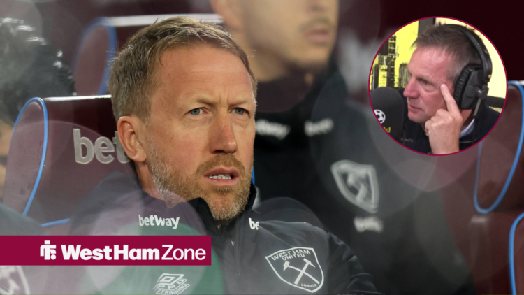 West Ham manager Graham Potter stares concernedly in the direction of Stuart Pearce in the talkSPORT studio.