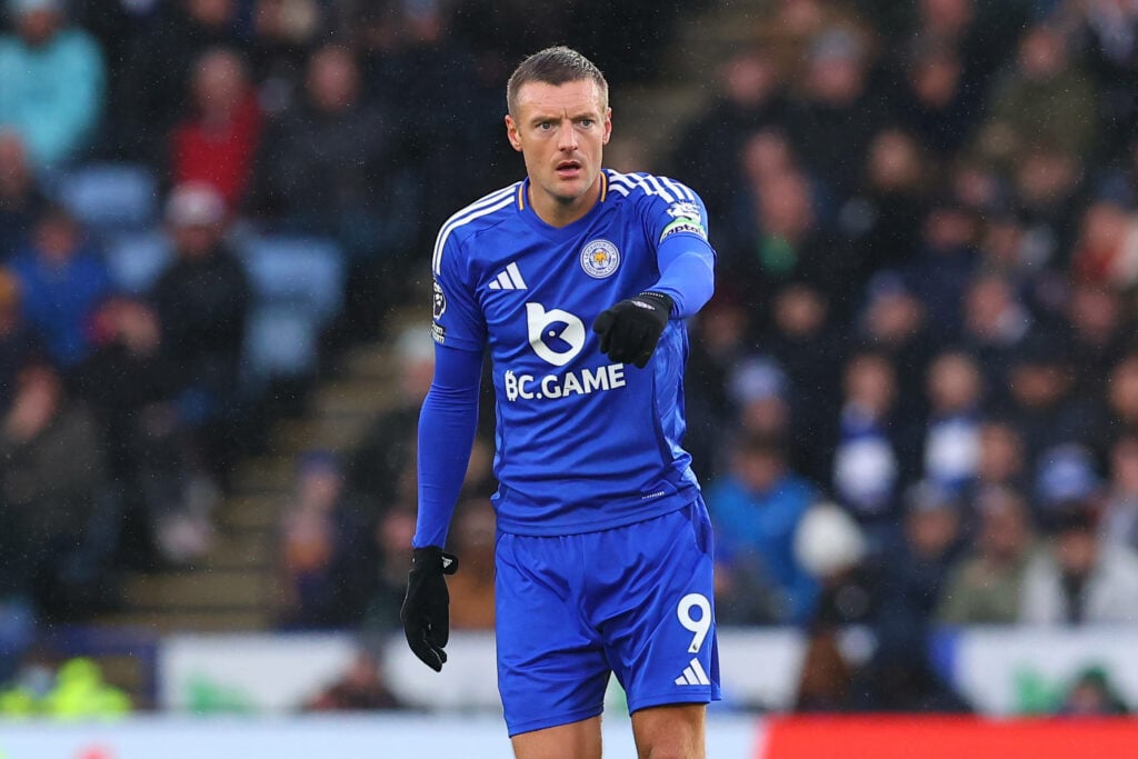 West Ham United target Jamie Vardy playing for Leicester City