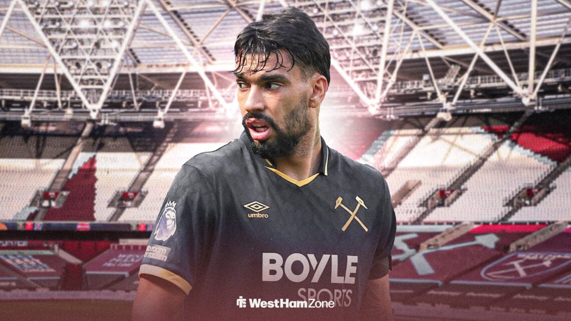 Lucas Paqueta in West Ham away shirt