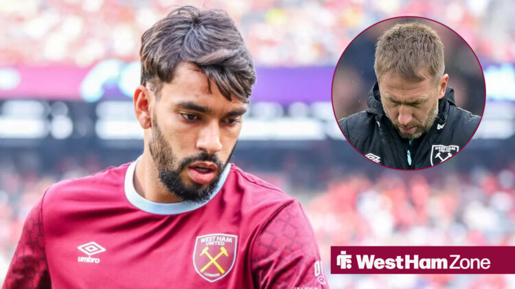 Lucas Paqueta and Graham Potter looking downbeat