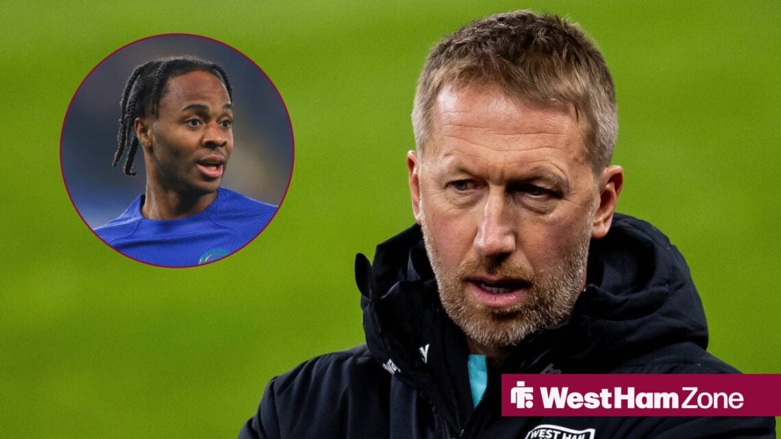 Raheem Sterling looking toward Graham Potter