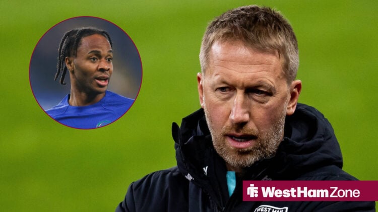 Raheem Sterling looking toward Graham Potter