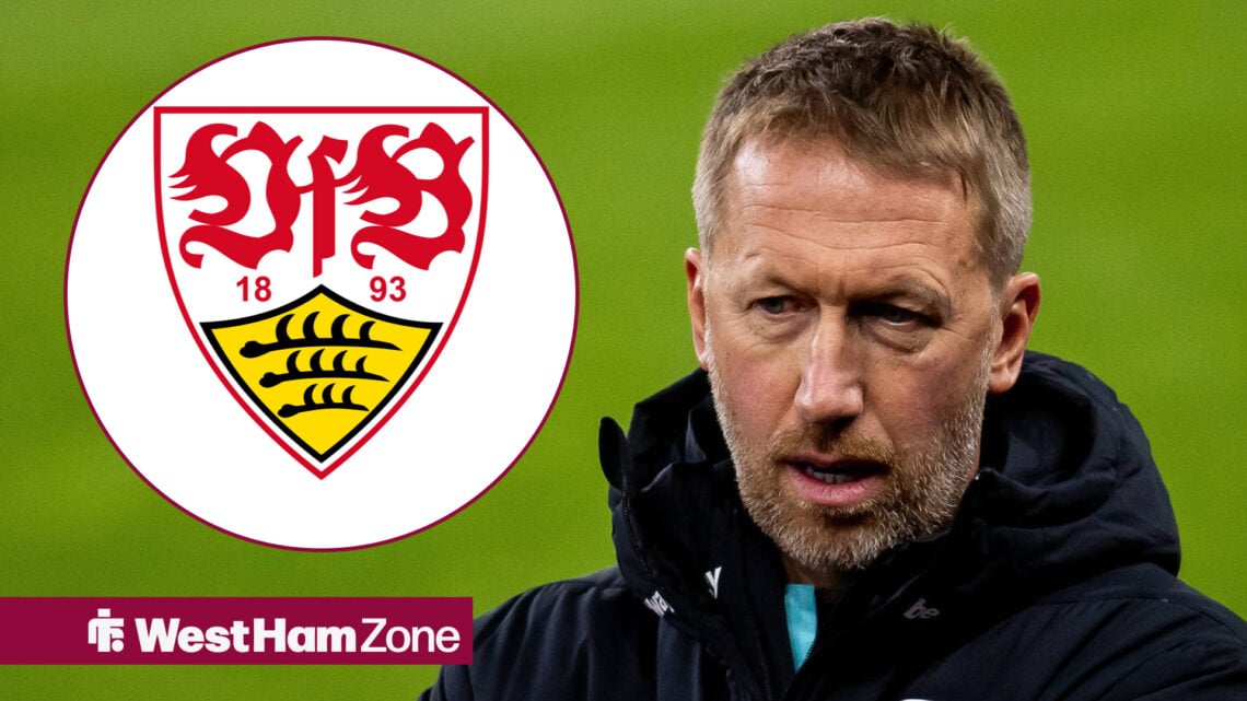 Graham Potter next to the Stuttgart badge