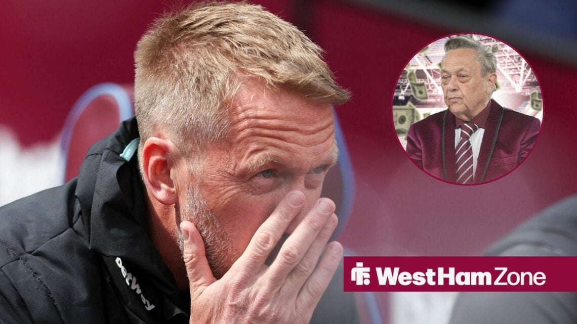 West Ham manager Graham Potter with David Sullivan in a circle frame