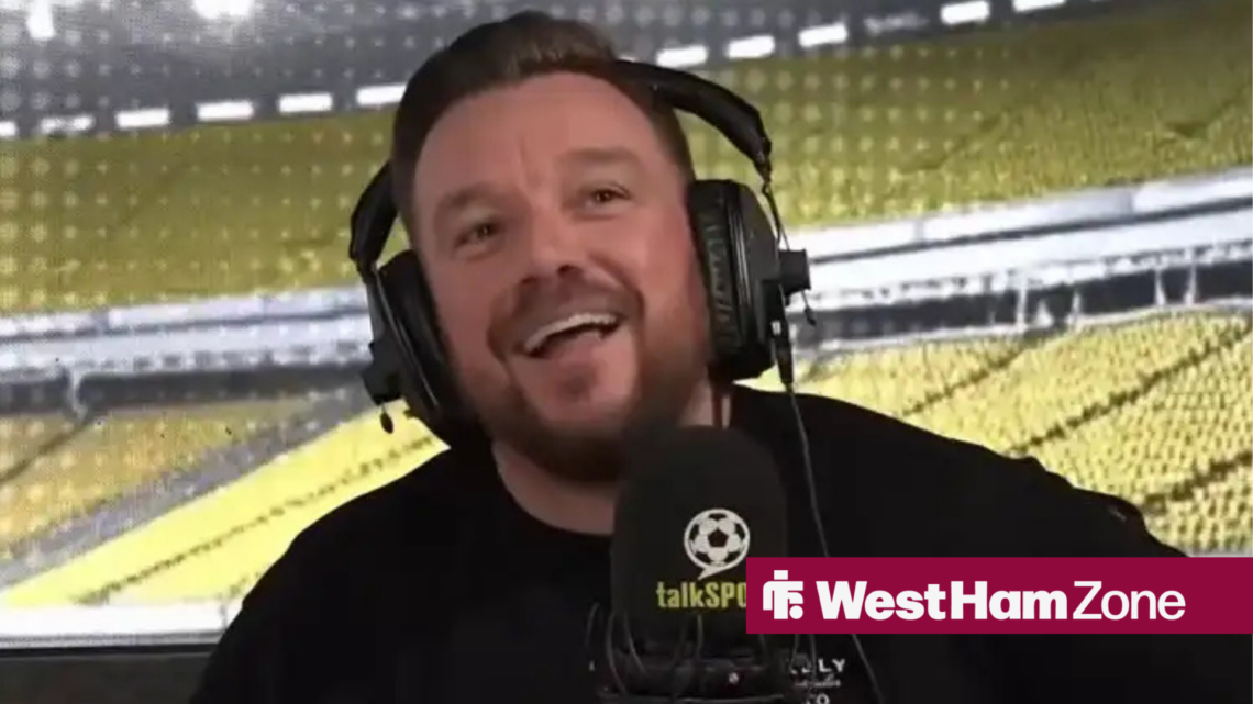 Jamie O'Hara laughs while he present on talkSPORT