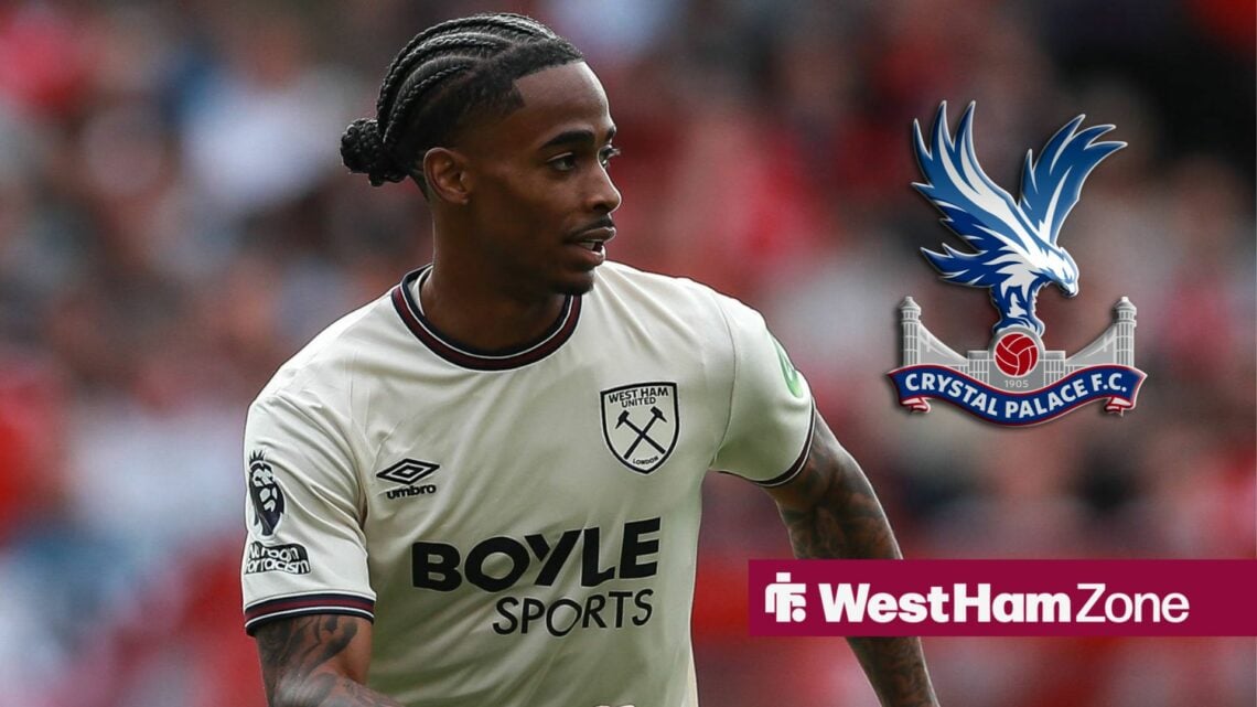 West Ham winger Crysencio Summerville and the Crystal Palace badge