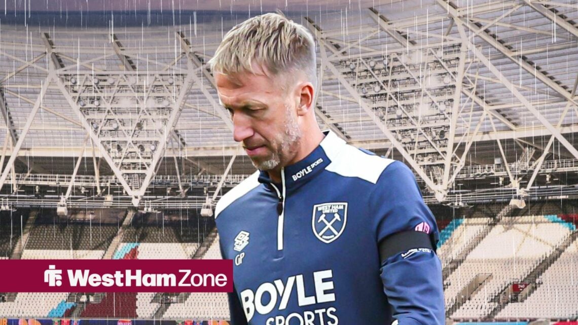 West Ham manager Graham Potter in the rain