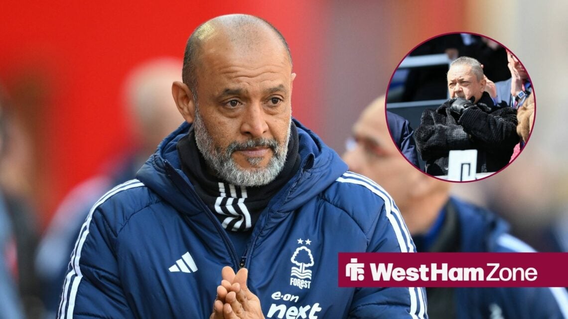 Nuno Espirito Santo and West Ham owner David Sullivan in circle frame