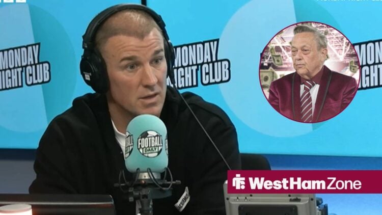Former West Ham goalkeeper Joe Hart and David Sullivan in the circle