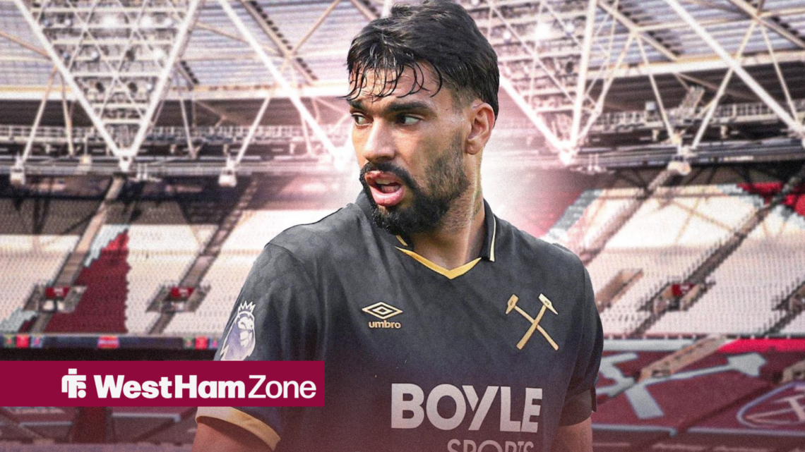 Lucas Paqueta in West Ham away shirt