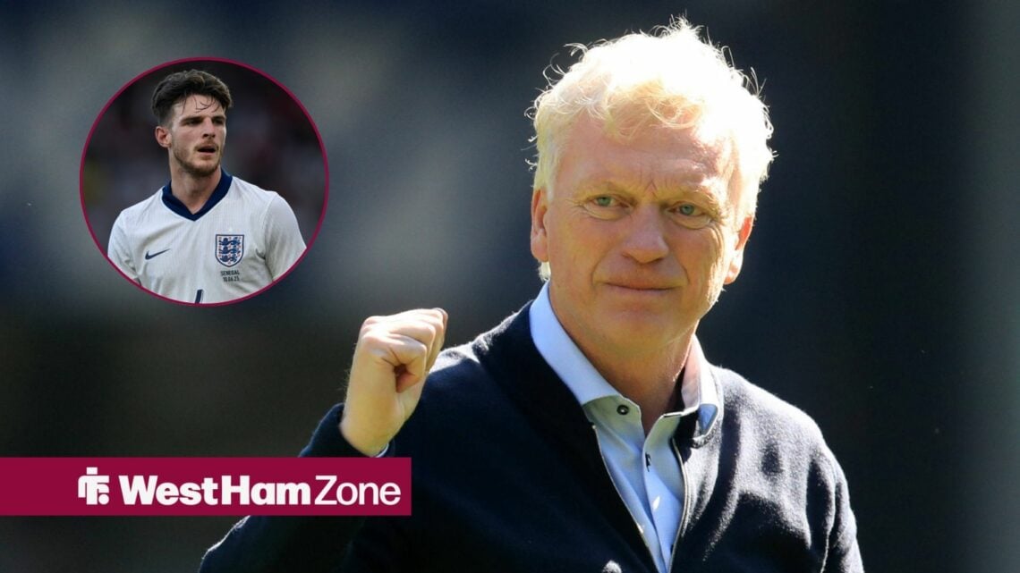 ex-West Ham manager David Moyes and Declan Rice in the circle