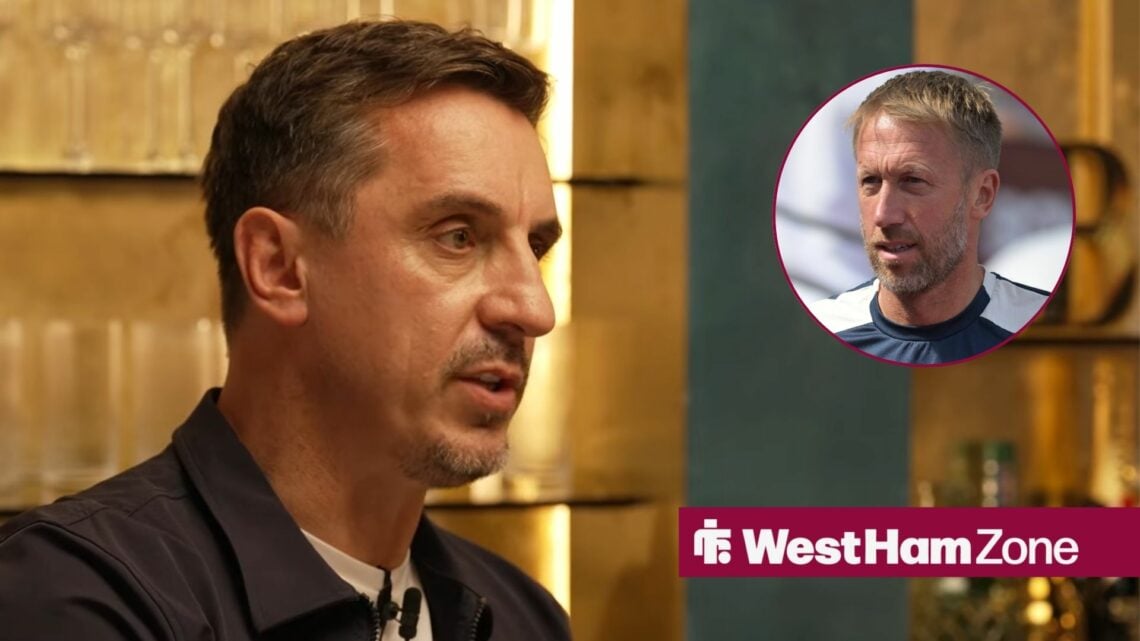 Gary Neville looking towards Graham Potter in circle inset