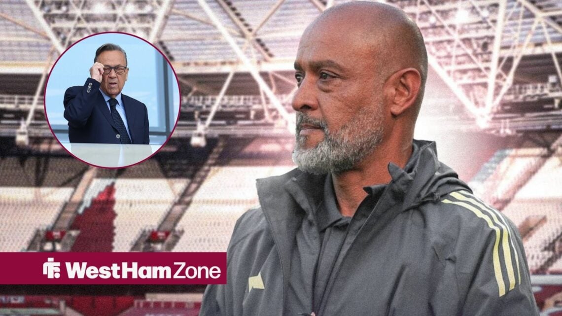 West Ham manager Nuno Espirito Santo and David Sullivan in the circle