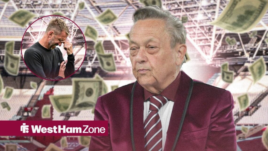 West Ham owner David Sullivan surrounded by money and Graham Potter in the circle