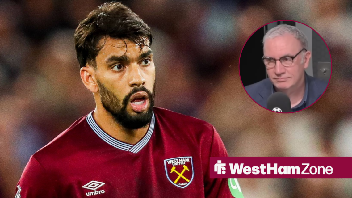 Lucas Paqueta looking worried towards Kieran Maguire in a circle inset