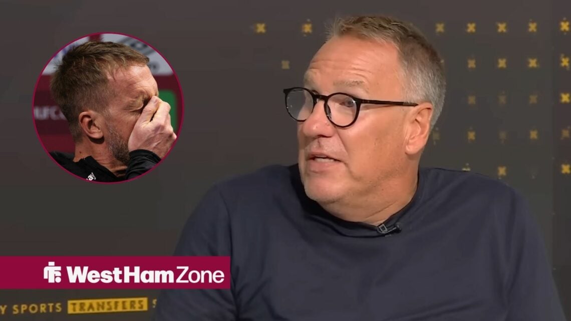 Paul Merson looking annoyed towards a frustrated Graham Potter in a circle inset