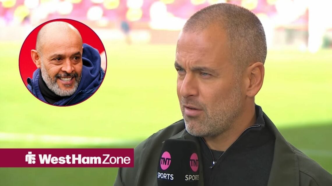 Joe Cole speaking on TNT Sport looking towards Nuno Espirito Santo in a circle inset