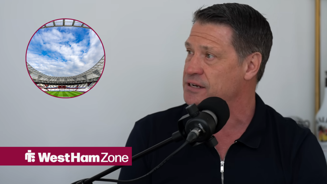 Ex West Ham striker Tony Cottee and the London Stadium in the circle