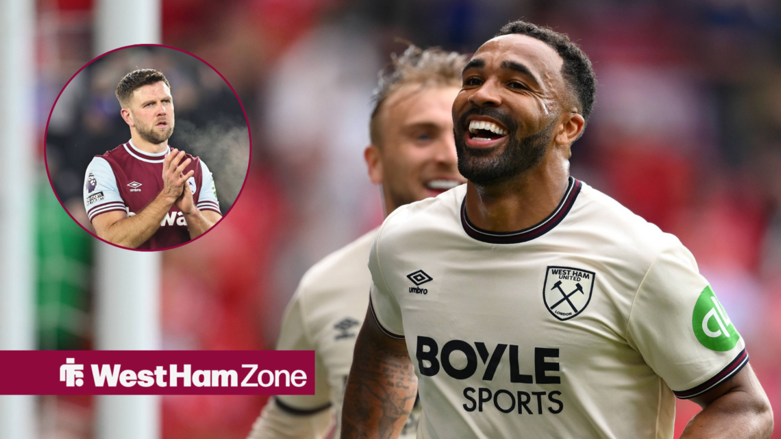 Callum Wilson celebrating whilst stood alongside a circle inset of Niclas Fullkrug clapping