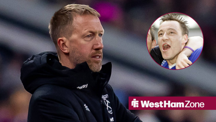 Graham Potter looking towards John Terry in a circle inset