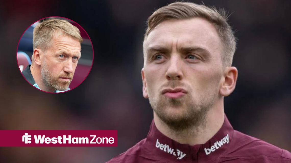 Jarrod Bowen alongside a circle inset of Graham Potter.