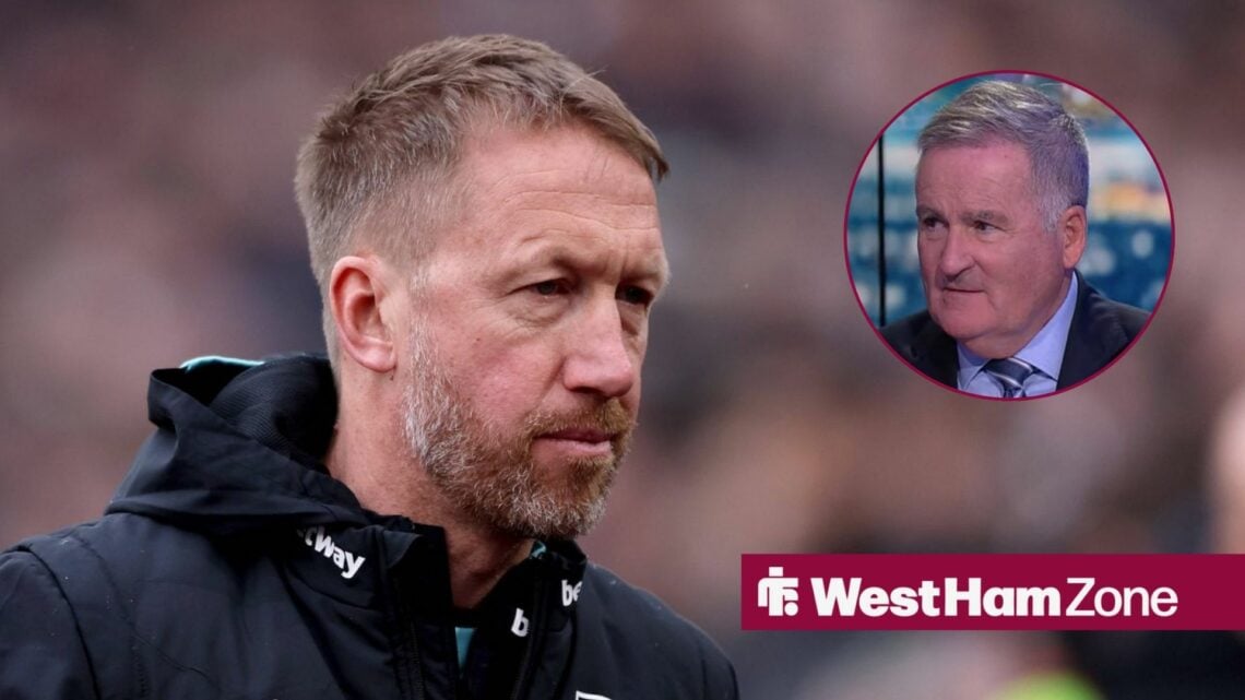 Graham Potter looking downbeat with Richard Keys in frame