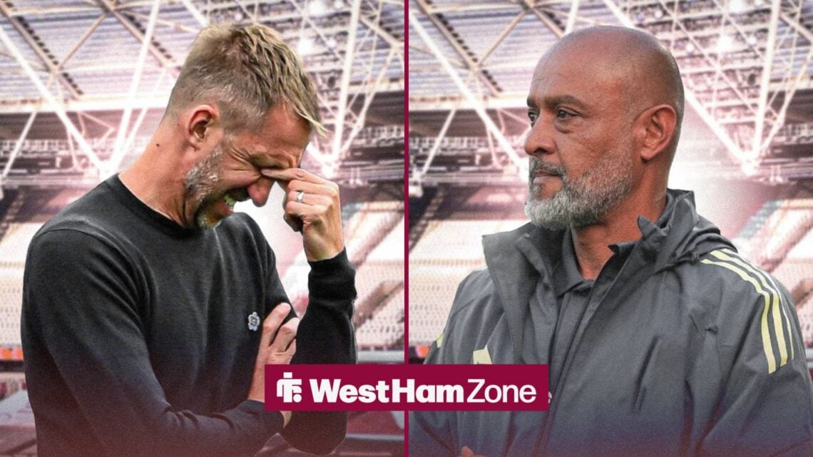 Ex-West Ham boss Graham Potter left and Nuno Espirito Santo right