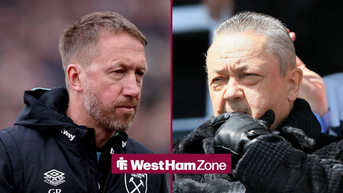 West Ham manager Graham Potter with David Sullivan pondering
